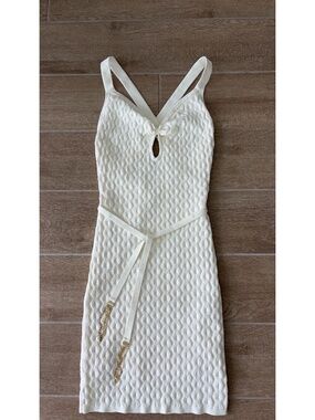 Brand New Guess Women's Silvie Tie-Waist Cut-Out Dress Size XS Ivory